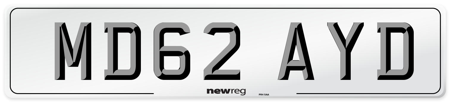 MD62 AYD Number Plate from New Reg